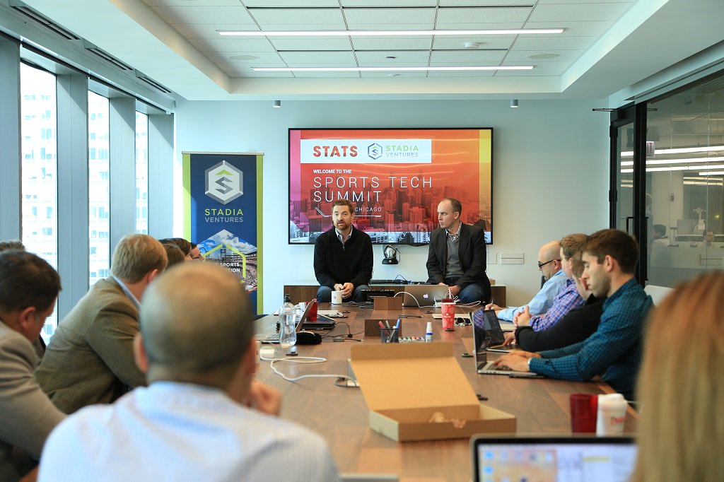 Day 2 with the <a href="/stadiaventures/">Stadia Ventures</a> cohorts! Here we have <a href="/BobThurmanWSG/">Bob Thurman</a> and <a href="/patricklucey/">Patrick Lucey</a> talking about 'Innovations in Sports' #sportsbiz