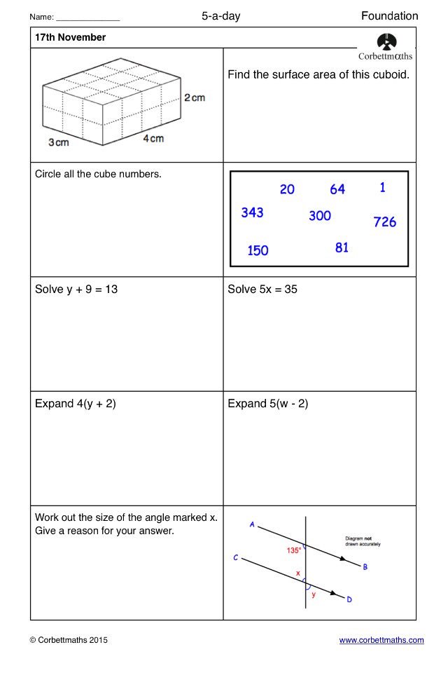 Corbettmaths's tweet photo. Studying for Foundation GCSE Maths? Try today's Foundation 5aday or the challenging Foundation Plus 5aday https://t.co/Pq7qPAHSTU