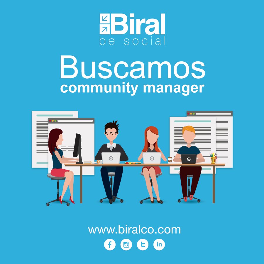 Biral_Co's tweet photo. ¿Si eres #CommunityManager,  y te apasiona el Marketing Digital? ¡Queremos saber de ti! Enviar CV a: caraque@biralco.com RT https://t.co/OhWXioxUdl