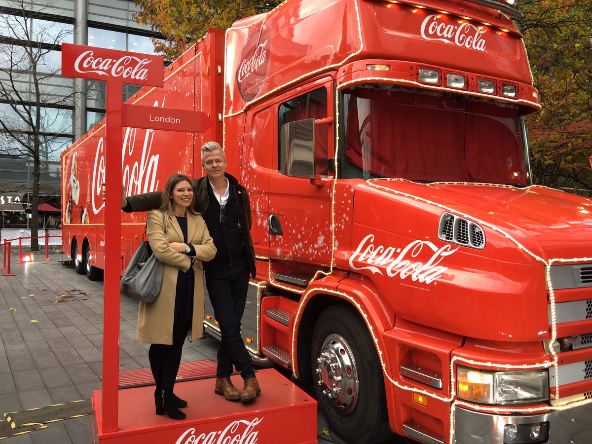 PlayMakerXM's tweet image. Here is Chris and Michelle the Directors of @PlayMakerXM enjoying the @CocaCola_GB Christmas truck in London Bishops Square today#eventprofs