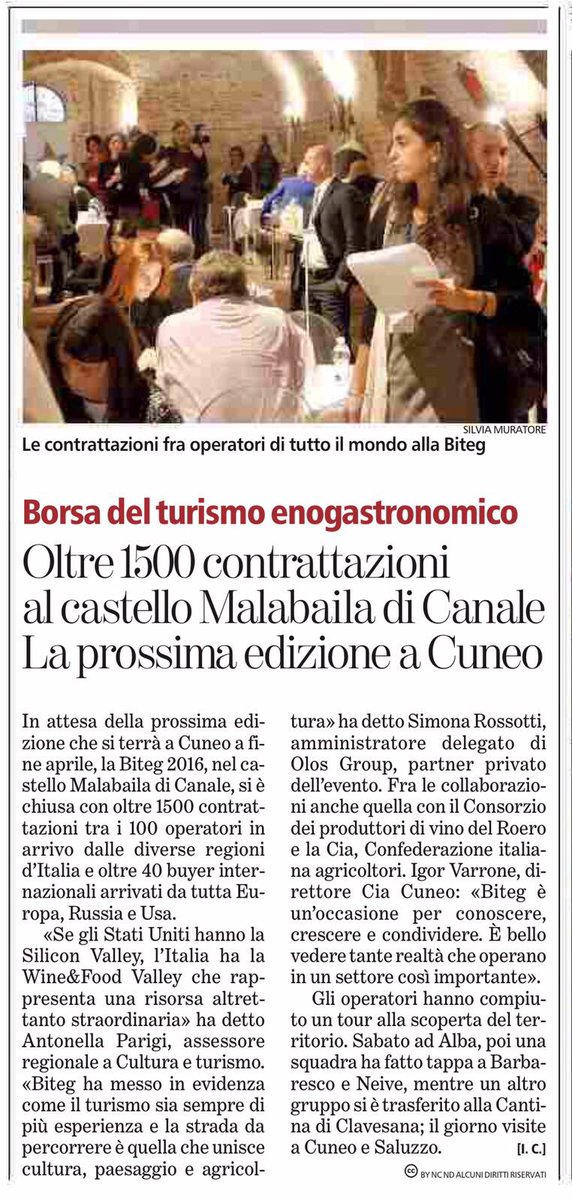 rossotti_simona's tweet photo. Oggi su @LaStampa c'é #biteg2016 @BITEGItaly https://t.co/fhj4LA8YvW