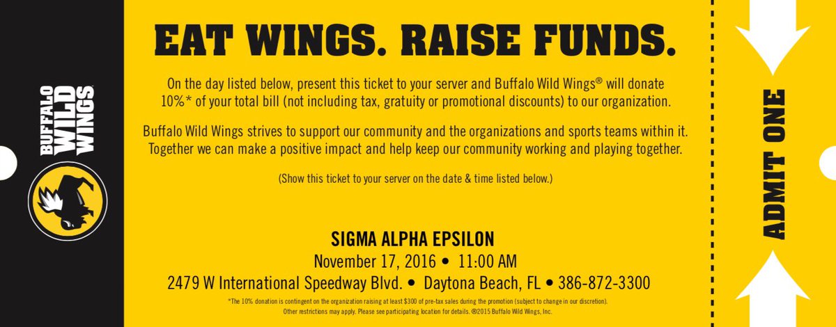 Come on out today to Buffalo Wild Wings to support our fundraiser! It's 60 cent boneless wing Thursday, Hope to see you all there!