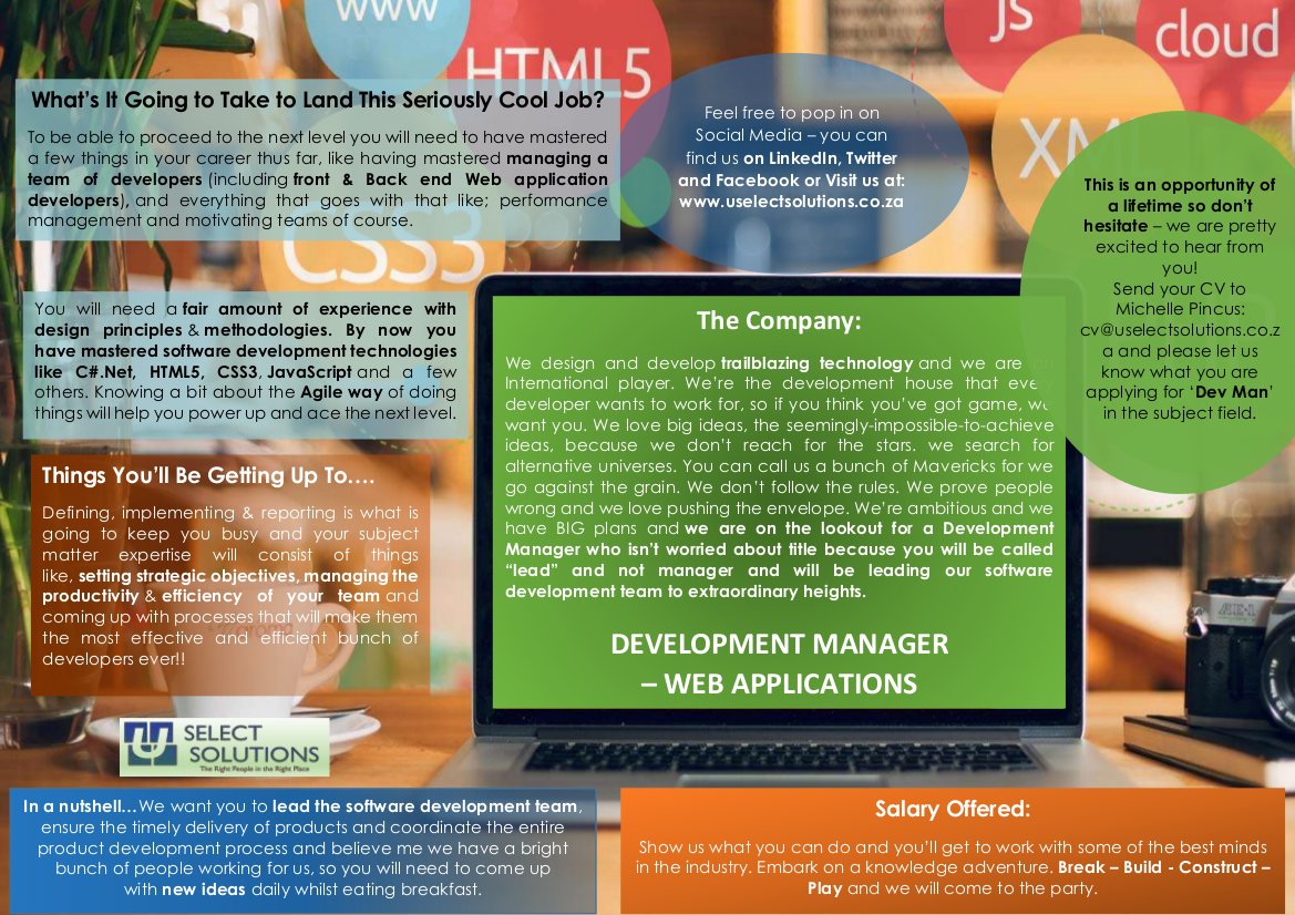 U_Select's tweet image. A rare opportunity for a Software Dev Manager is available. Check it out. #Devmanager #softwaredevelopment #managers