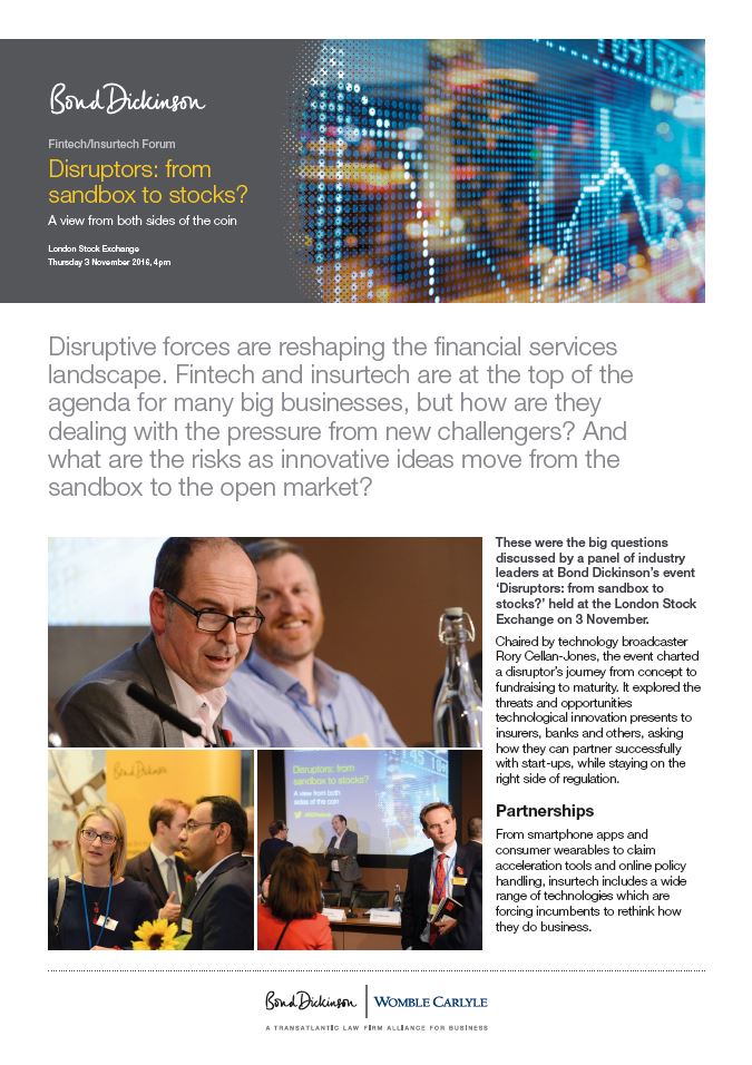 WBD_UK's tweet photo. Disruptors: from sandbox to stocks? #Fintech and #Insurtech forum round-up. https://t.co/IFQUEsJC45 #BDFintech https://t.co/Ui96YW1fHo