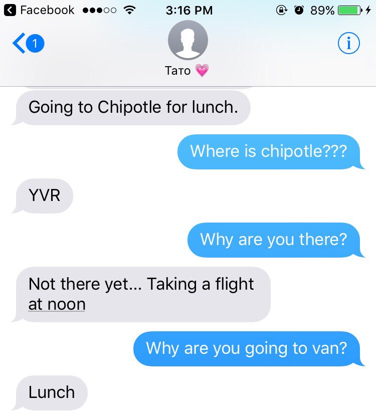 momegmoproblems's tweet photo. My dad and brother wanted Chipotle so they flew to Vancouver to get some https://t.co/SB7QOlECMP
