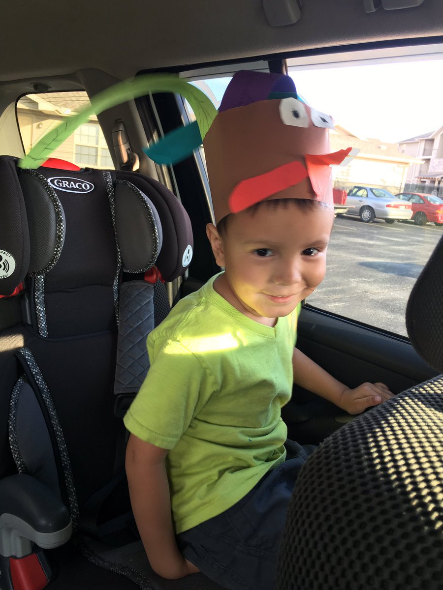BuzzYourButton's tweet photo. My oldest sporting his latest crafts project from school. Didn't take it off until he got home! https://t.co/UL0pCt5n3V