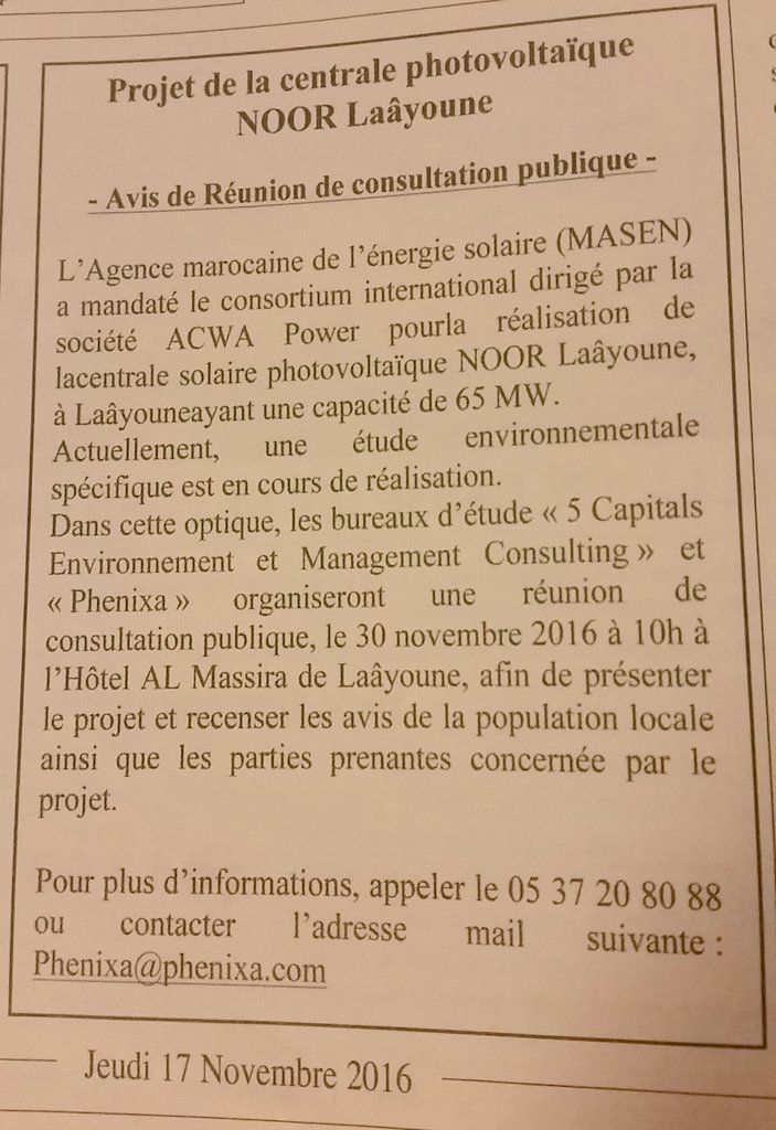 mattiasgoldmann's tweet photo. Beviset finns i dagens tidning: Marocko vill bygga energianläggningar i Västsahara. https://t.co/Wm7Cv8ADAi @vastsahara #cop22se @omvarlden https://t.co/XtOJnHilBO