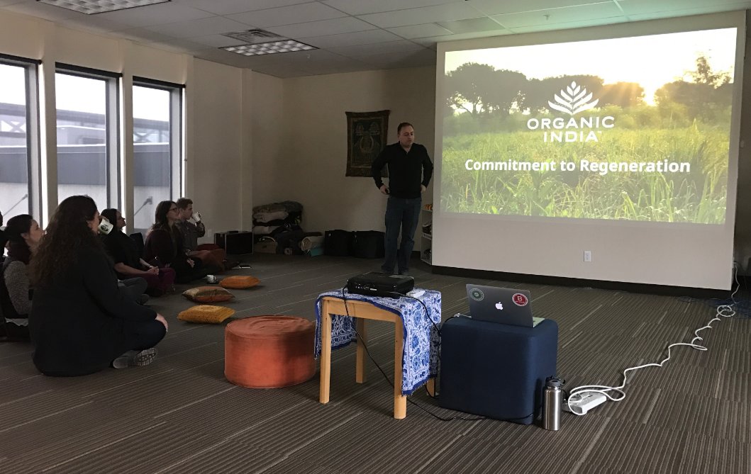 Commitment to regeneration is a key to success with <a href="/OrganicIndiaUSA/">Organic India</a> #NewCoBoulder #livetweet