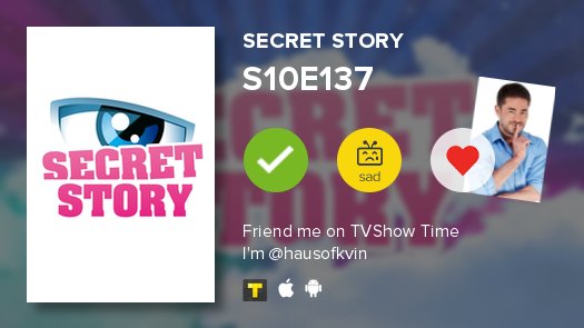 I've just watched episode S10E137 of Secret Story! #secretstory  tvshowtime.com/show/249896/ep…