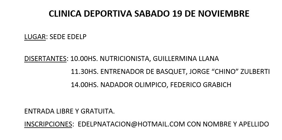 EdelpNatacion's tweet photo. Los esperamos, @EdelpBasquet @EdelpHandball @EdelpVoley @EdelpOficial https://t.co/UrpBXeB1Ti
