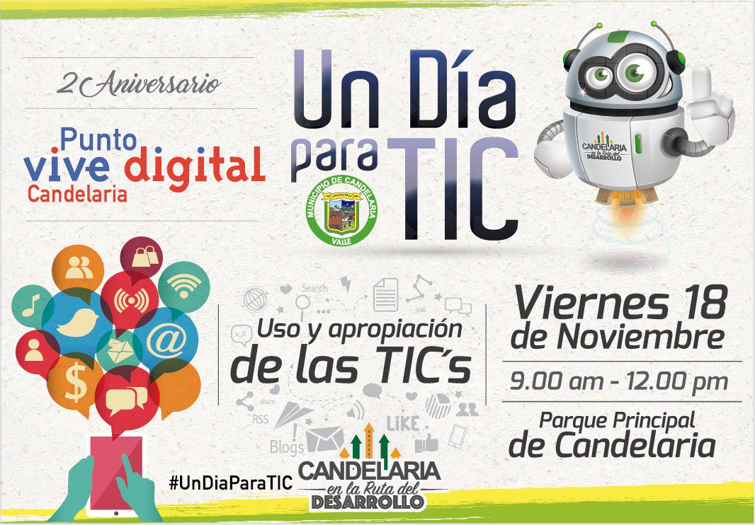 pvdcandelariav's tweet photo. Esperamos con entusiasmo #undiaparaTIC, No puedes faltar este homenaje a lasTIC en el municipio de candelaria @ConectividadCO @TICGobValle https://t.co/tkxEJ1hfx0