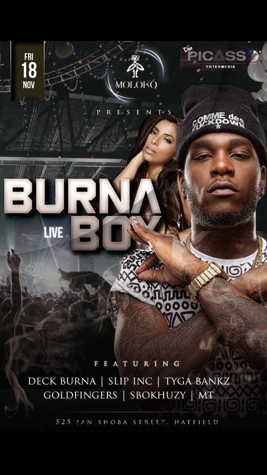 litguide's tweet image. @MolokoPretoria brings you the one and only @burnaboy LIVE this friday. Doors open @ 22:00 #MolokoPTA #LitGuide