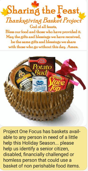 ProjectOneFocus's tweet image. #Thanksgiving #Charity
