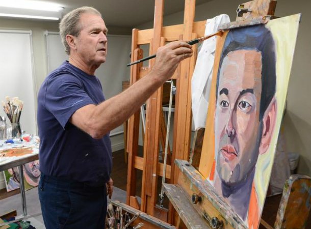 El ex presidente George Bush Jr. pintó 98 retratos de soldados americanos heridos por cumplir sus órdenes.  bit.ly/2fAI3HV
