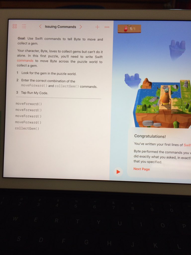 SHMrsAdkins's tweet photo. Finished first coding lesson ever! Excited about teaching students Swift!  #SouthernHillsHRS https://t.co/PdLF3Hqwoj