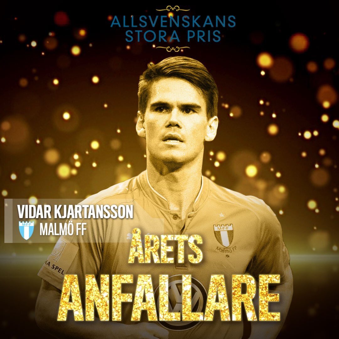Kjartansson selected striker of the year in Allsvenskans #MalmöFF