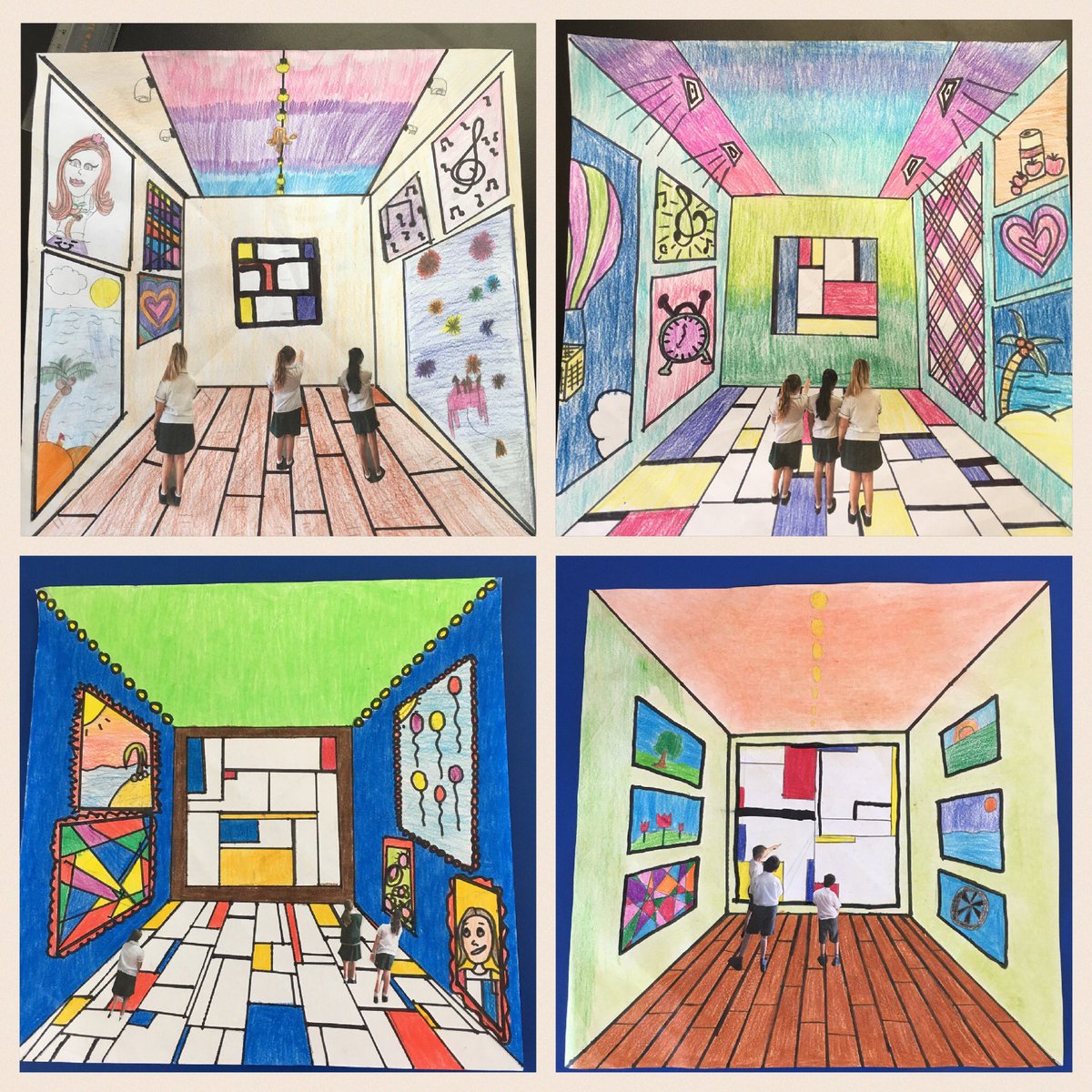 cccCreativeArts's tweet photo. Remember last week's works-in-progress? Now step into @CCCYear5 's art galleries for a new perspective in Mondrian https://t.co/K04jVrkEyV