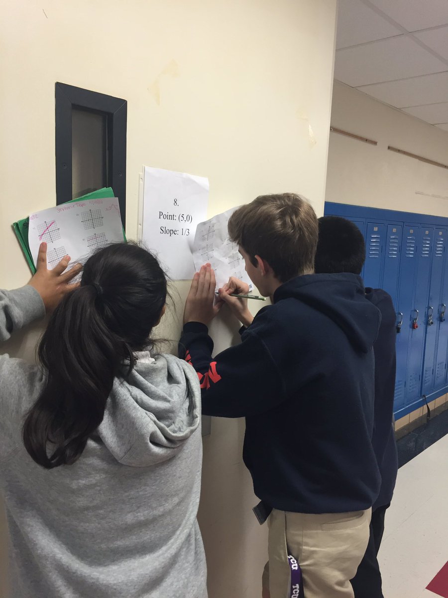 Krishunt1574's tweet photo. Mr. Dombrowski's kids are having fun with math doing their gallery walk in the hallway!  Math is fun!!!  @McLeanMiddle https://t.co/R7QLJaKjf7