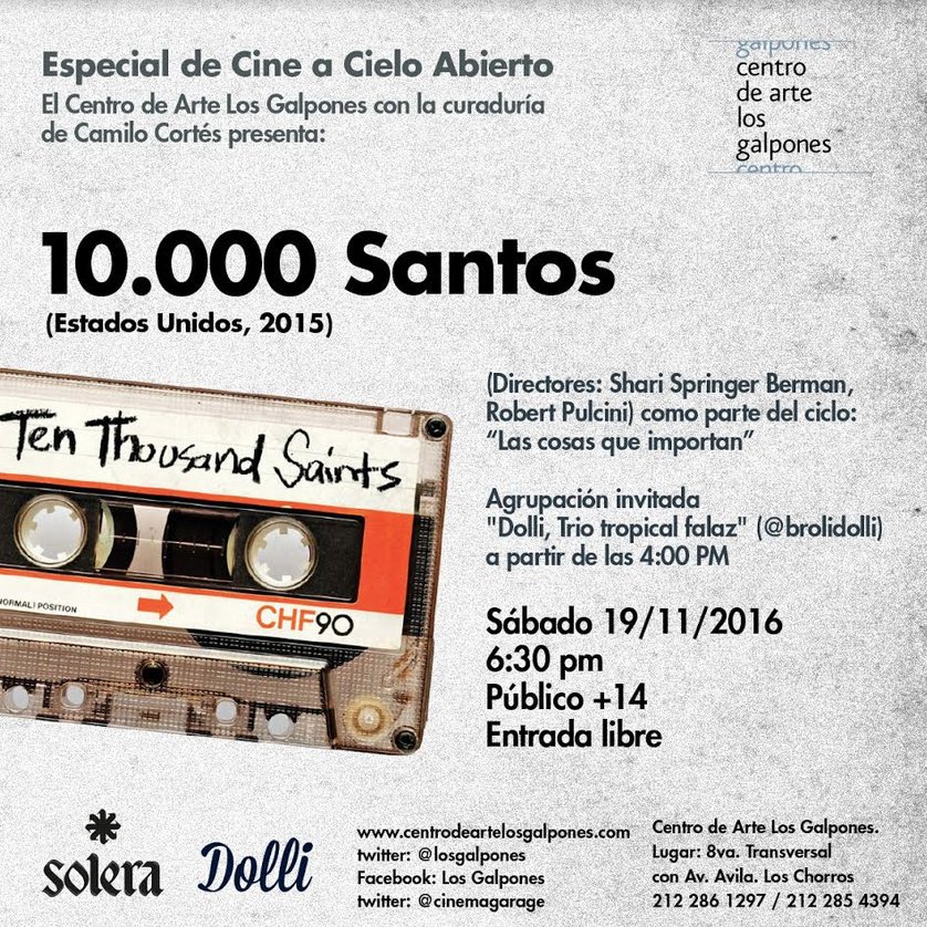 #PASADOMAÑANA Sáb 19 Nov proyección de 10000 Santos a cargo de <a href="/cinemagarage/">cinemagarage</a> 6.30PM + presentación envivo de @brolidolli en <a href="/losgalpones/">Centro de Arte</a>