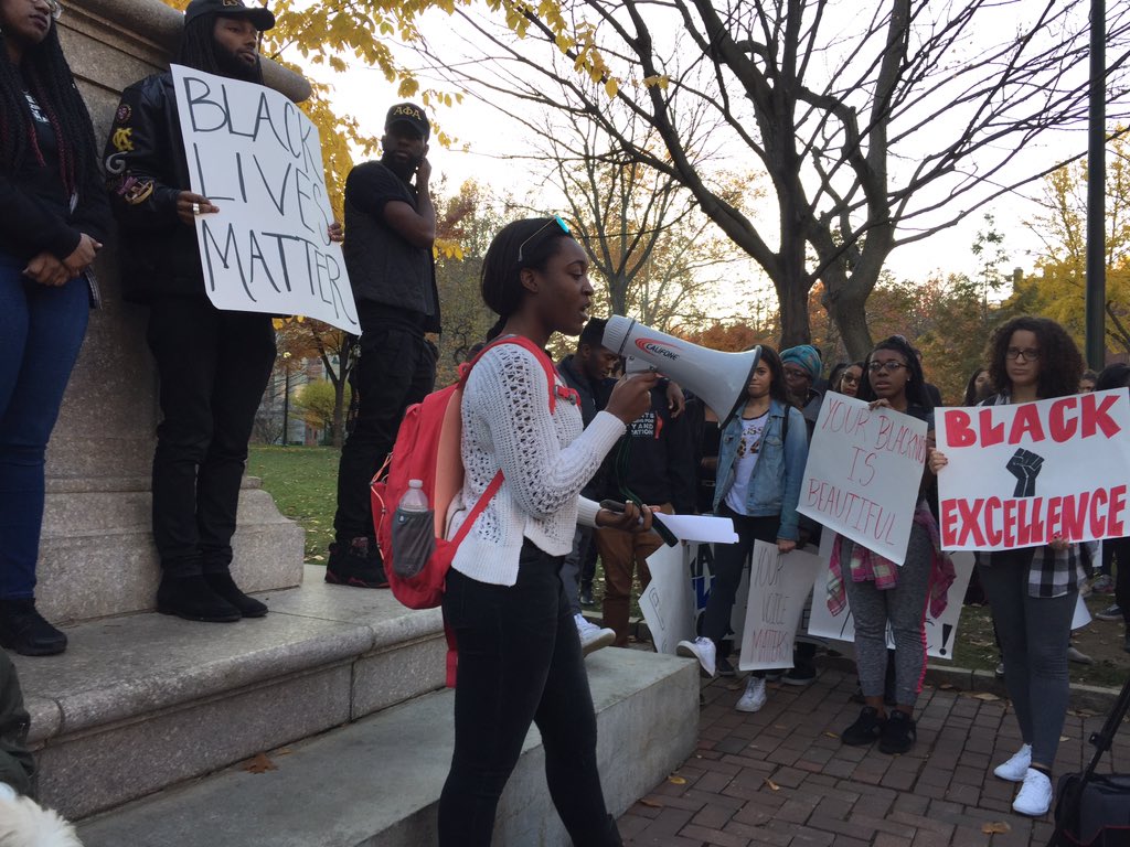 "This is not and will never be Trump's America. We did not elect him, the system elected him. He is not my president" #StandWithPenn