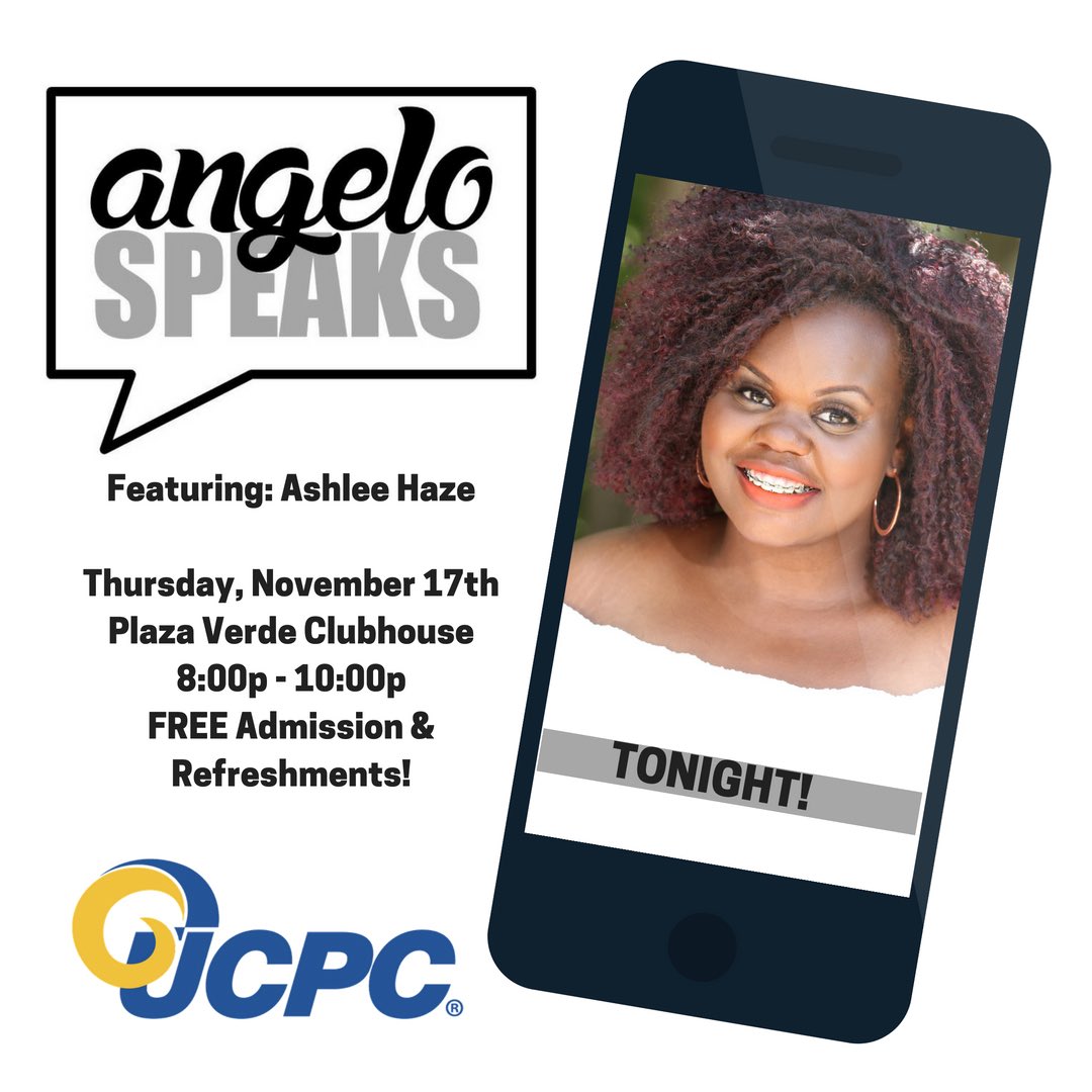AngeloStateUCPC's tweet photo. Come see why @buttonpoetry, @BuzzFeed, @HuffingtonPost &amp; others are raving about @AshleeHaze TONIGHT! #AngeloSpeaks #AngeloState https://t.co/WRwXBDPCDv