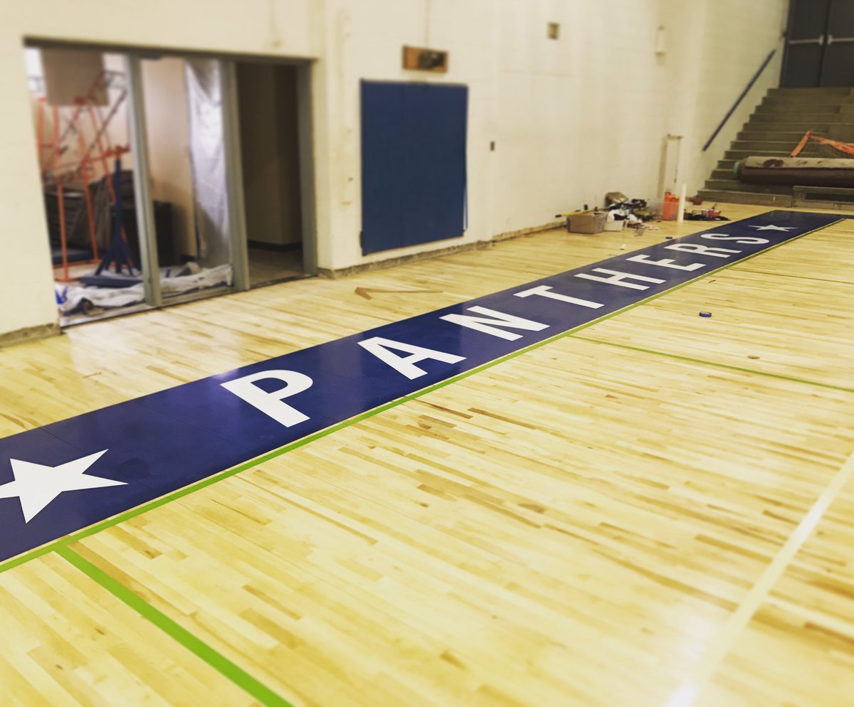 The gym floor is nearing completion!  It looks amazing and I can't wait for everyone to see it.