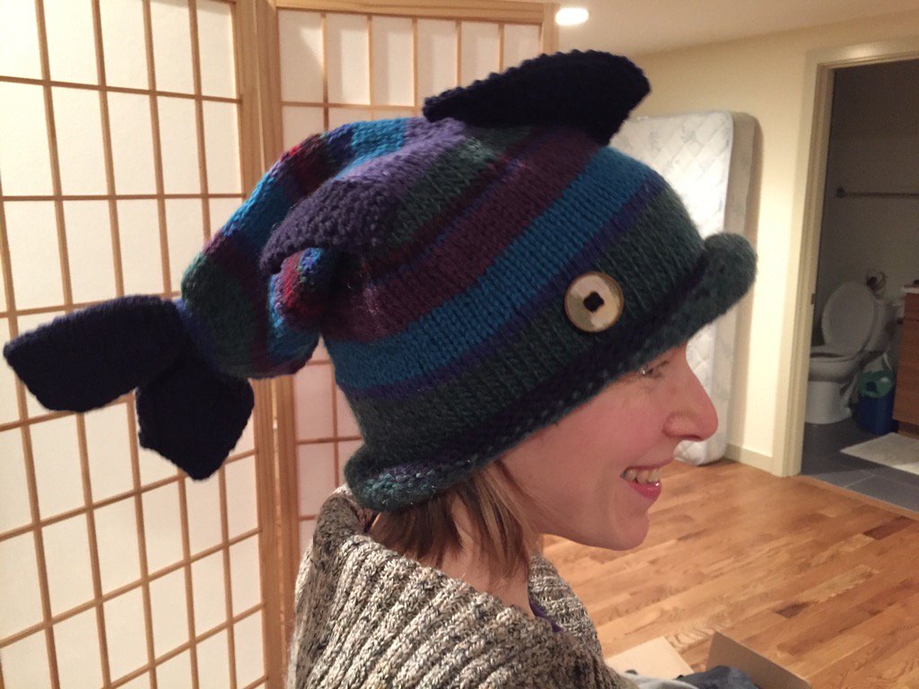 knitted fish hat