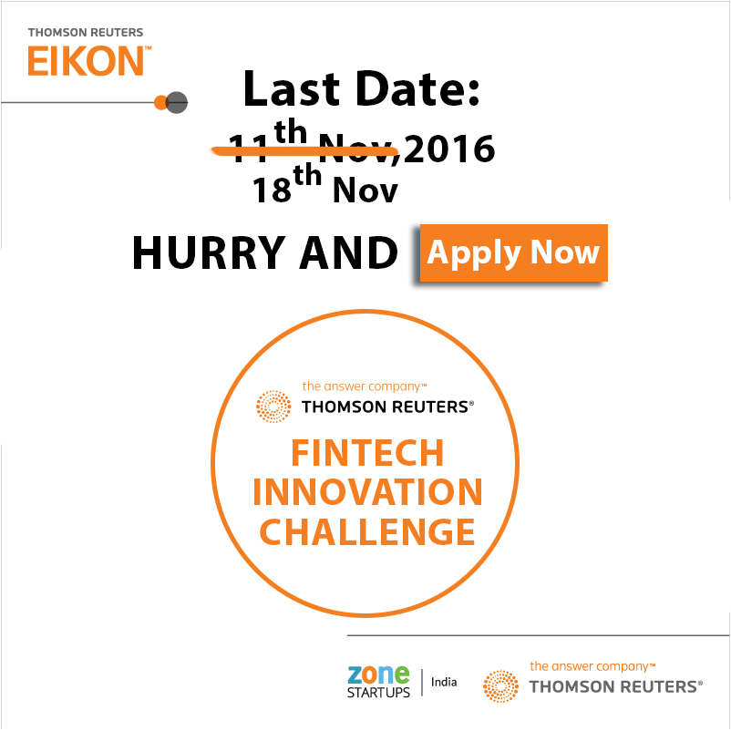 ibkrish's tweet photo. HURRY! The last date to apply for #ThomsonReuters #FintechInnovationChallenge is extended to 18th Nov. APPLY NOW: https://t.co/2xxGDoFCI6 https://t.co/sqTgNMX5x5