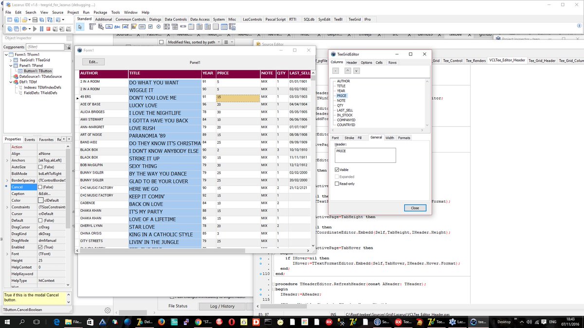 davidberneda's tweet image. #TeeGrid for #Delphi VCL, FMX and LCL. 
Hierarchical sub-grids, sub-totals, headers and footers, data-agnostic
github.com/Steema/TeeGrid