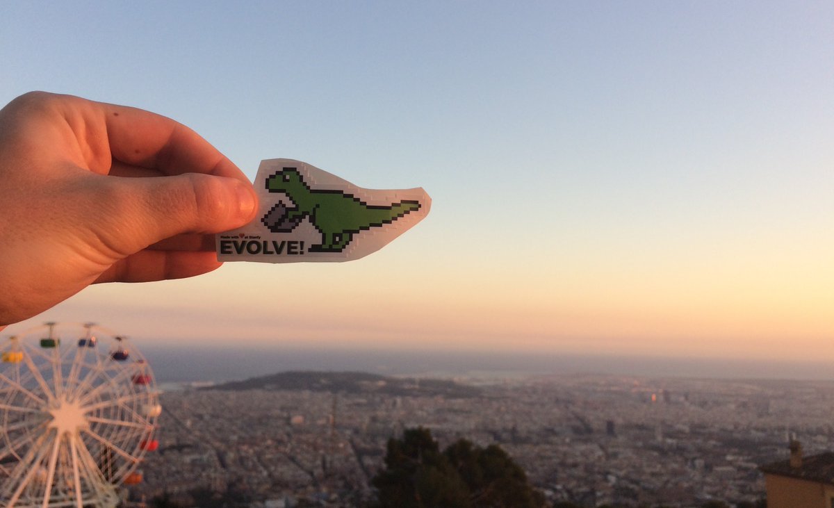 stanfy's tweet image. Our #evolvezavr dyno stickers are conqureing the world. This time is a beautiful sunset on #Tibidabo in #Barcelona. Thanks @ianatiev!