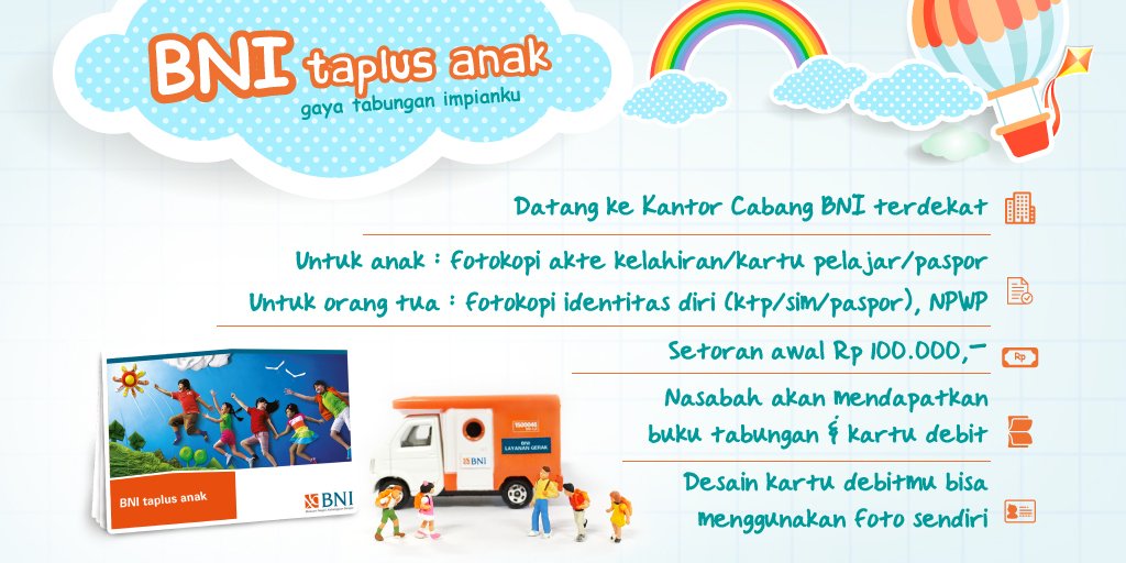 BNI's tweet photo. Yuk..tanamkan rasa cinta dan ajari menabung  pada sang buah hati dengan BNI Taplus Anak #BNITaplus #BNITaplusAnak. https://t.co/GC459p3jwh https://t.co/zNXvyQB9CO