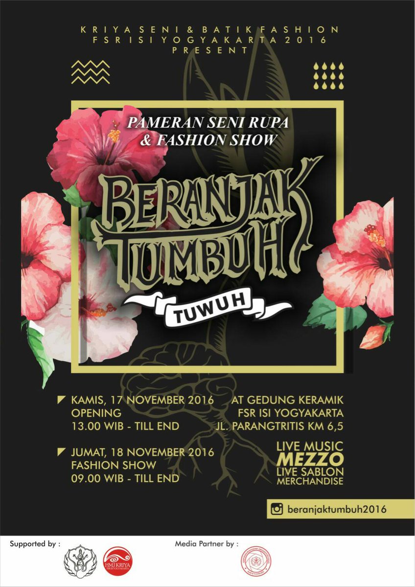 Hari ini ada fashionshow di kriya. Kalau mau mampir bisa sekalian ngerjain tugas Fotografi Model.