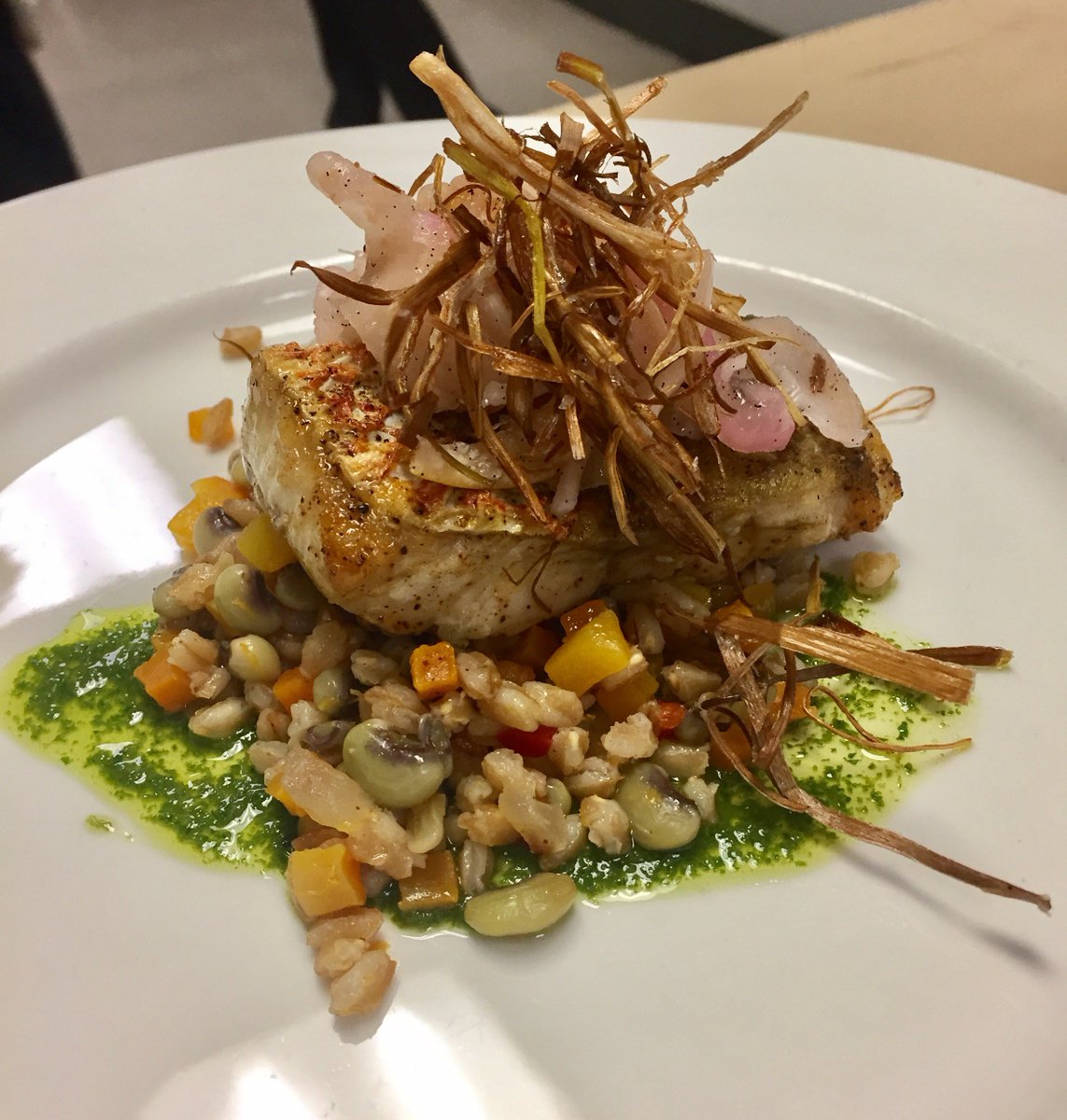 HotelAtAuburn's tweet image. Tonight’s second course is @chefferneau’s seared snapped with butternut squash succotash #thehospitalitygala