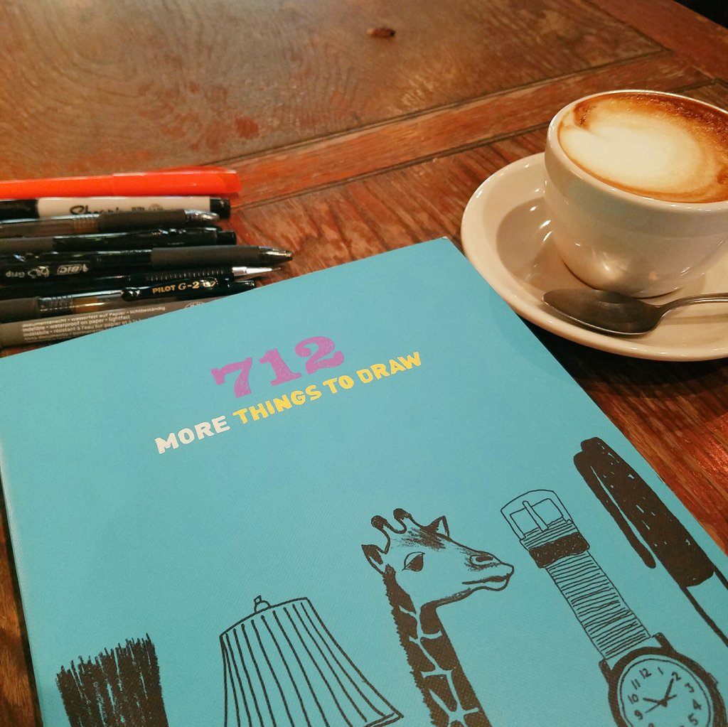 thisisrabbit's tweet photo. Turn off brain, turn on doodle with #712ThingsToDraw, #Flatwhite &amp; pens!
#doodling #NewZealanded https://t.co/U8M7kPav8W