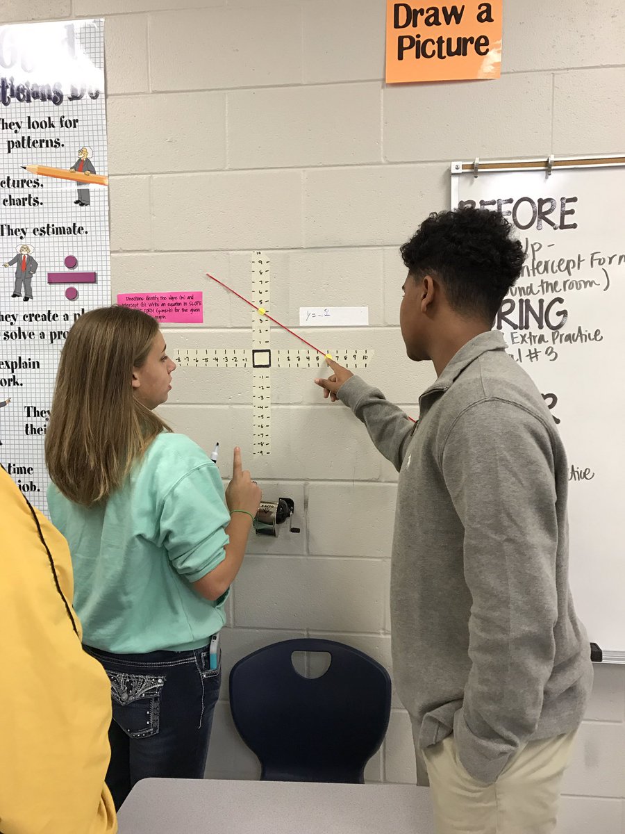ms_morris_'s tweet photo. A couple pictures from practicing with slope-intercept form. This was a fun day!  #ehslearn https://t.co/HC8rnj7LcB