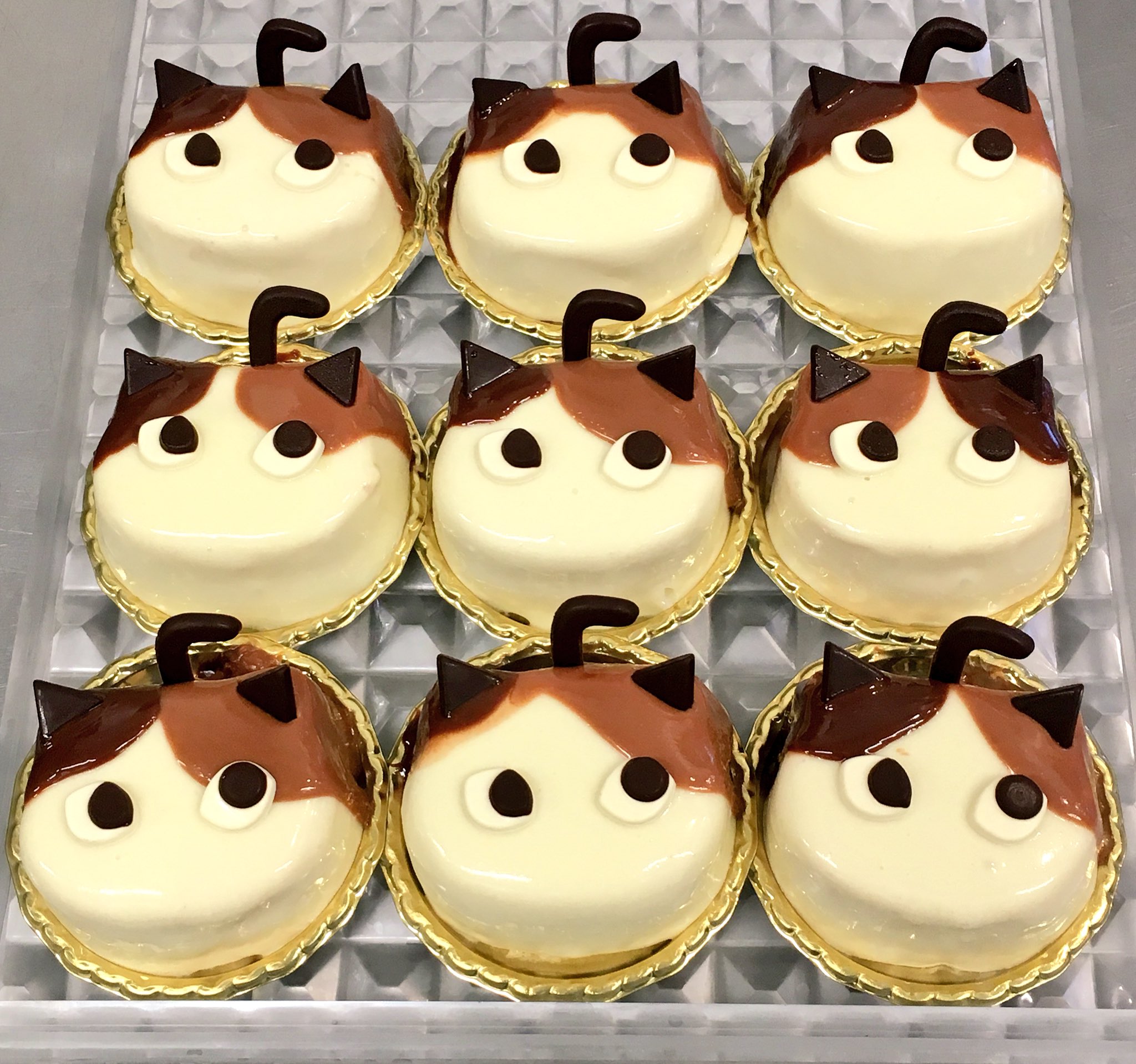 Chat Noir 寝屋川店 当店大人気の黒猫ちゃんケーキに お友だち 三毛猫ちゃんが登場 黒猫ちゃんはチョコムース 三毛猫ちゃんはキャラメルムースとなっております 皆さまのご来店お待ちしております シャノワール 寝屋川市 ケーキ 黒猫の