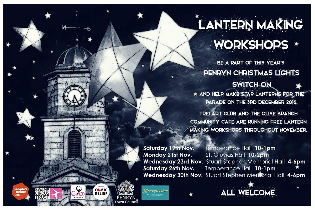 Lovely Idea for #Penryn
Star lantern making selected dates in Novr.
Let's make the 800th charter anniversary Xmas lights epic #falmouthhour