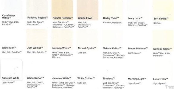 Dulux White Colour Chart Uk