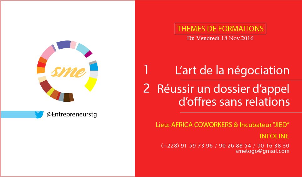 Entrepreneurstg's tweet photo. Programme de la journée du vendredi 18 Nov.2016
#smetogo2016 https://t.co/1rP3cFSTIx