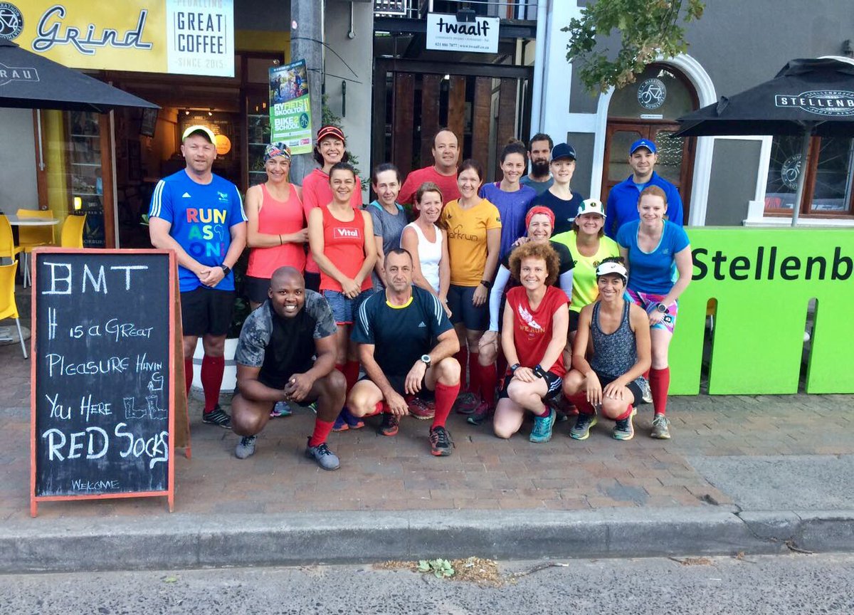 GingerGiggler's tweet photo. Great turnout for this morning's @redsockfriday run in #Stellies! Thanks @bmt_grind for hosting us &amp; the delicious coffee afterwards! https://t.co/c1pninx1kb