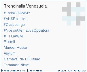 trendinaliaVE's tweet photo. #CcsLounge acaba de convertirse en TT ocupando la 3ª posición en Venezuela. Más en https://t.co/TZZWvEYn9R #trndnl https://t.co/I2ZHMaPD9r