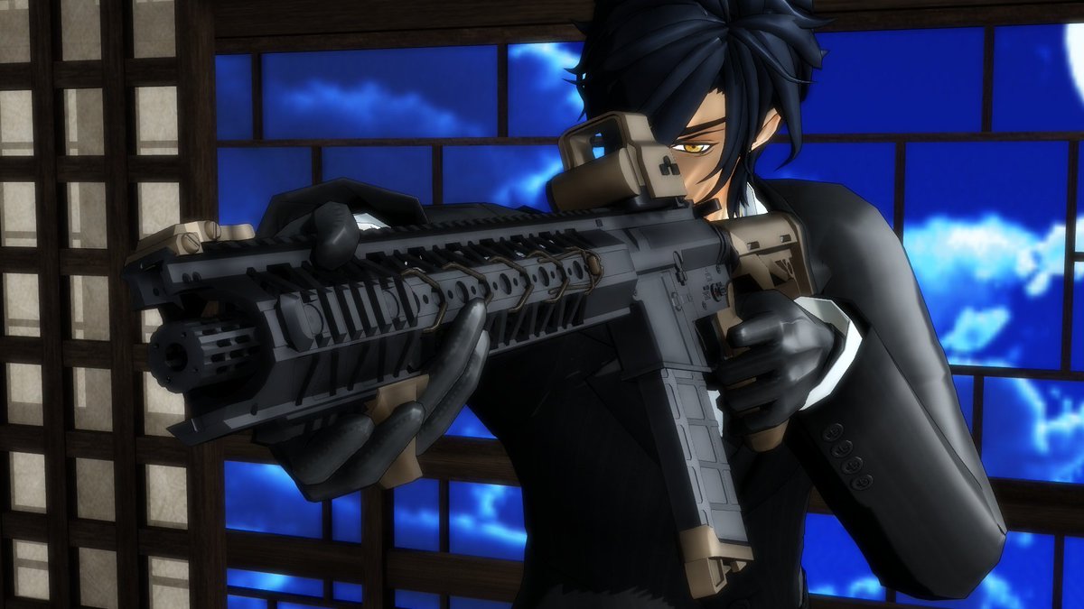 流星 次の配布するポーズデータに対応するのはすぐる式燭台切光忠 ぱぴこ式薬研藤四郎 鉛筆式五虎退の３人でそれぞれ２ ３種類の銃に対応します ました 配布はもう少しお待ちください 刀剣乱舞 とうらぶ Mmdポーズデータ配布予告 五虎退に癒され隊