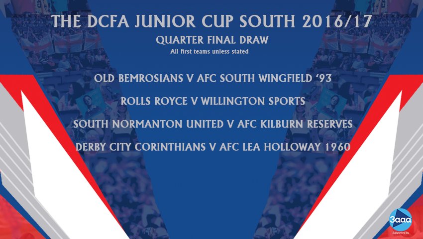🏆 COUNTY CUPS 🏆
Junior South Q/F Draw