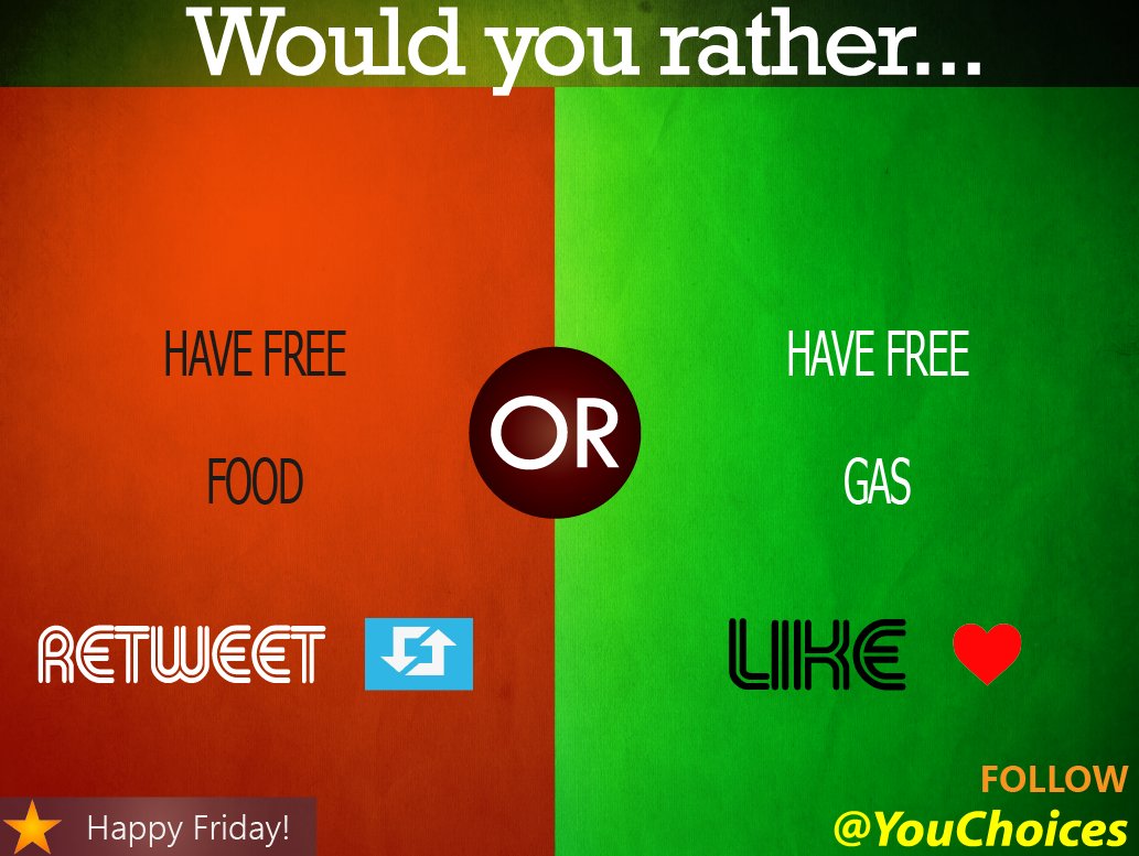 YouChoices's tweet photo. Food or gas? https://t.co/GiuBWjiYHE