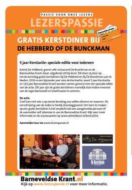 Heb je de Barneveldse Krant gelezen? Dan heb je vast deze advertentie voorbij zien komen. Meld je nu aan via dehebberd.nl/kerst2016