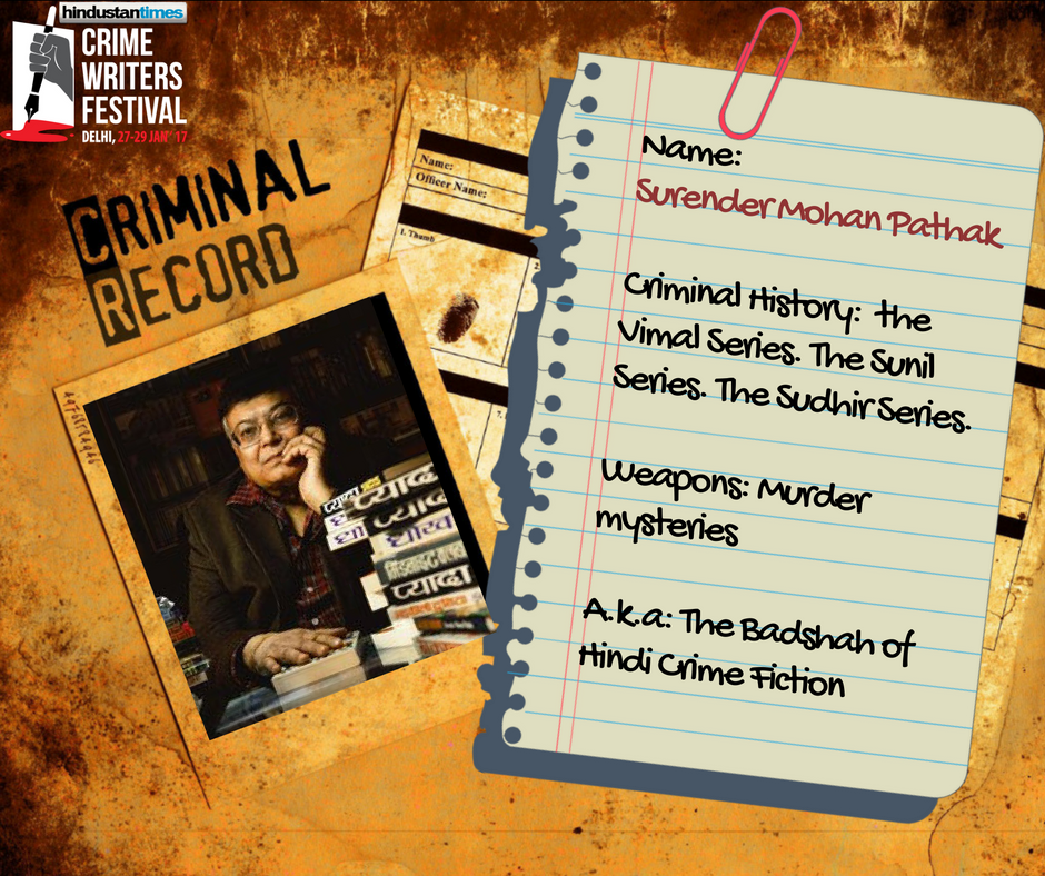 noirlitfest's tweet photo. We open with the most killer name in #crimewriting in India! Fans of Vimal &amp; d rest of SMP's creations, join us @CWF2017! .@SurenderMPathak https://t.co/QYn8YvFyZL
