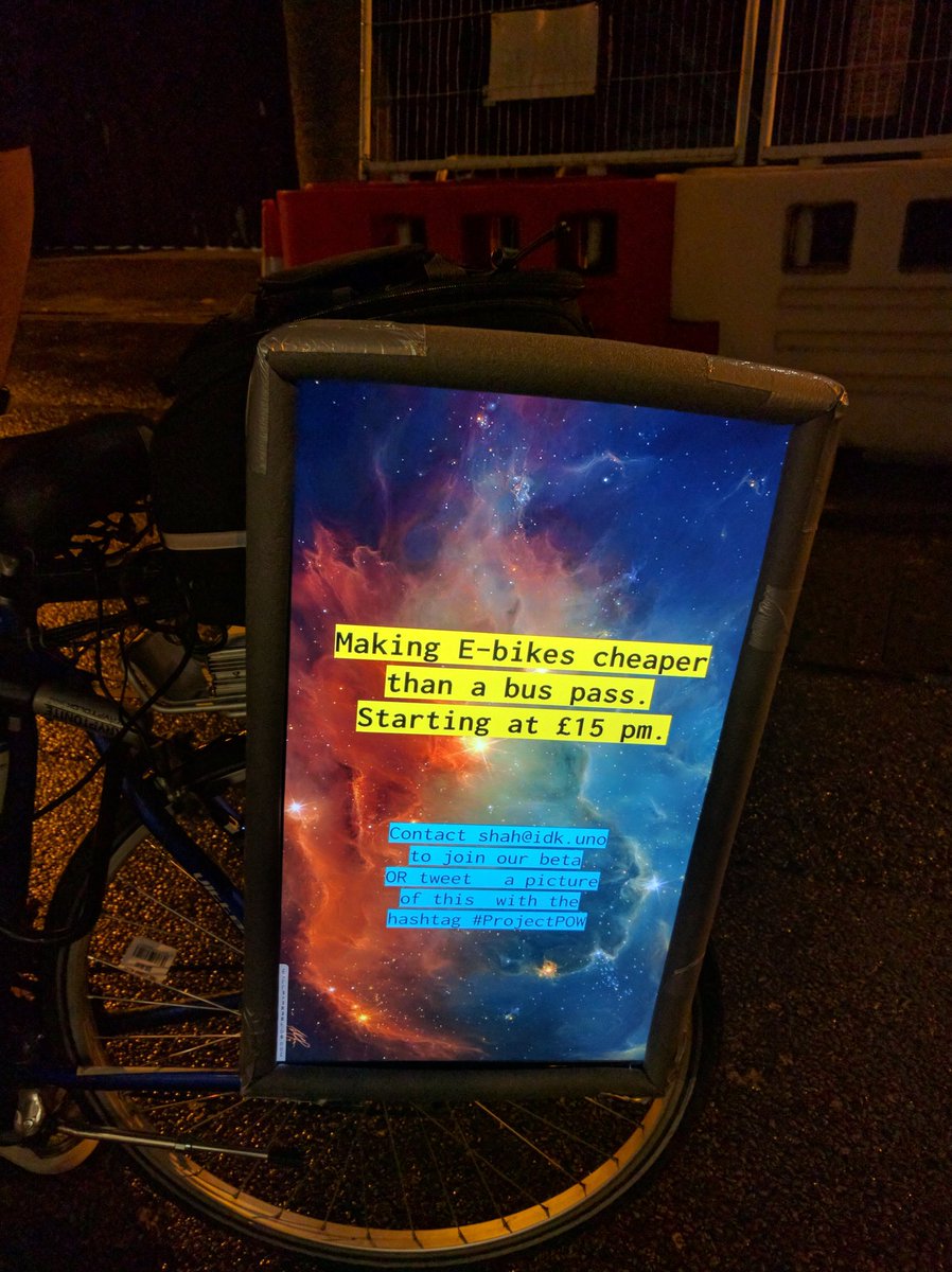 sarahdrinkwater's tweet photo. When someone bikes down the street after #JointheDots to show you ad-fuelled electric ride prototype, you've got to tweet. #projectPOW https://t.co/rugTYBqLwS
