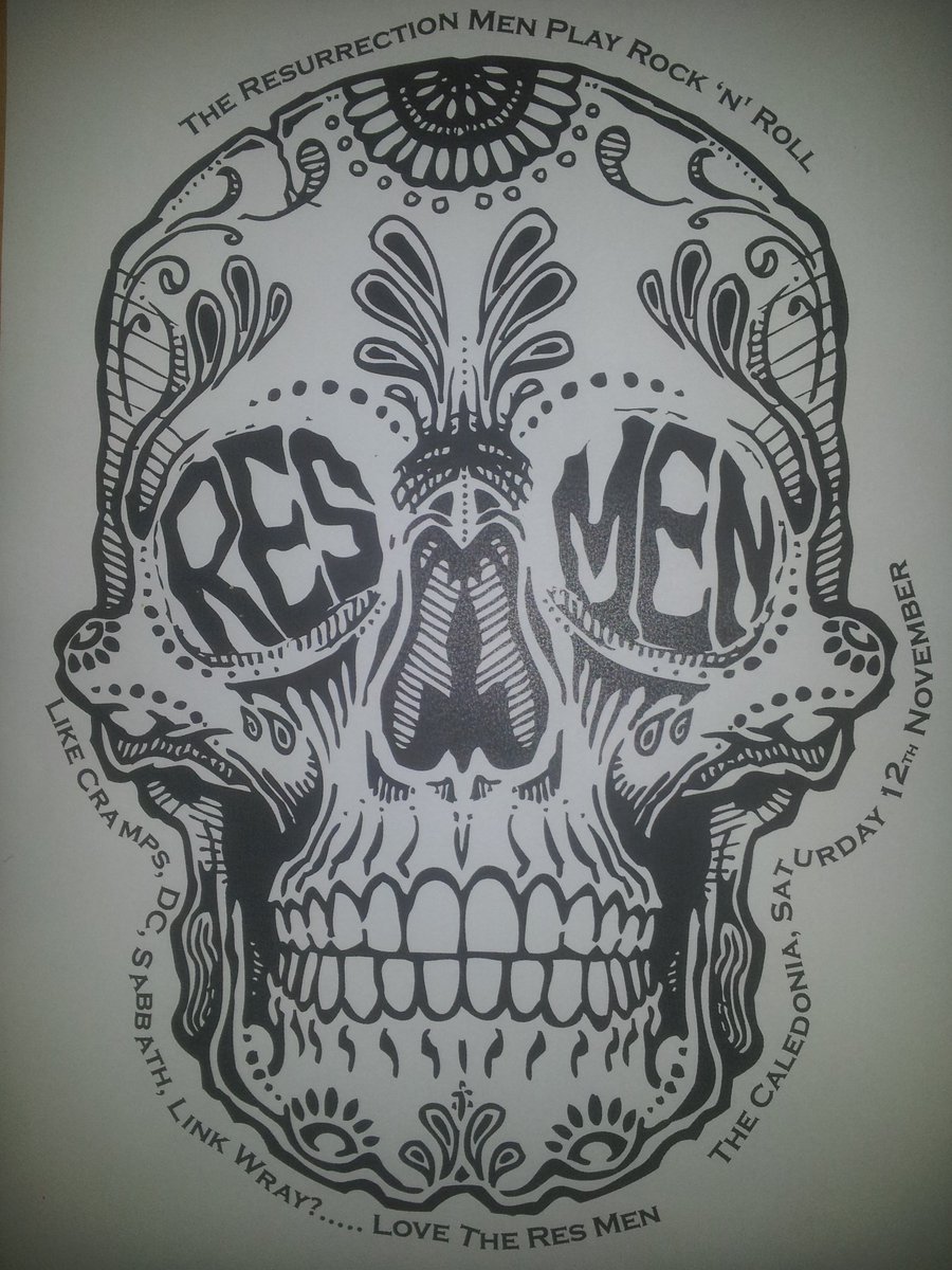 DomGumbo's tweet photo. The RESMEN band logo 
Designed by L'pool artist Mike Cain. @artinliverpool @walkergallery 
Thurs 24th Nov @ConstellationsL  Le Rock Macabre https://t.co/XdsHP6Hu0E
