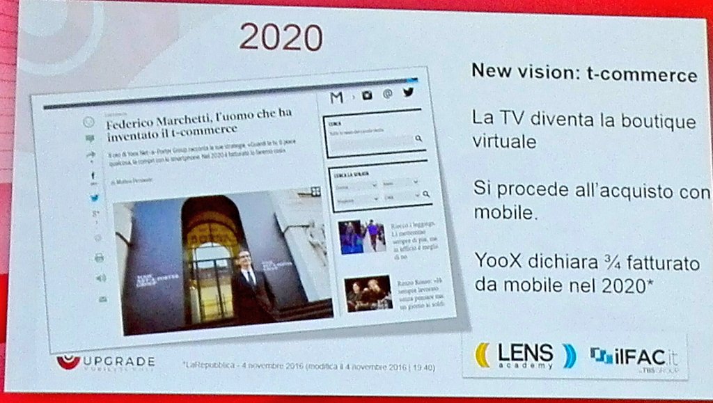 clickpoint_it's tweet photo. Dalla ricerca di @LensAcademy e TBS Italy @yoox lavora al T-commerce: guarda il catalogo sulla #AppleTV e compra da #mobile #UPGRADEITALIA https://t.co/NbzHdsY4bz