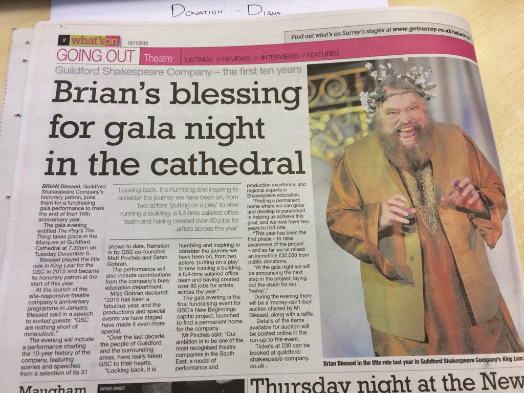 GuildfordBard's tweet photo. Great feature on our Gala 6 Dec in today's @SurreyAd tickets for show and raffle from https://t.co/AxY2QMUCjX https://t.co/q8ajKzOrHm